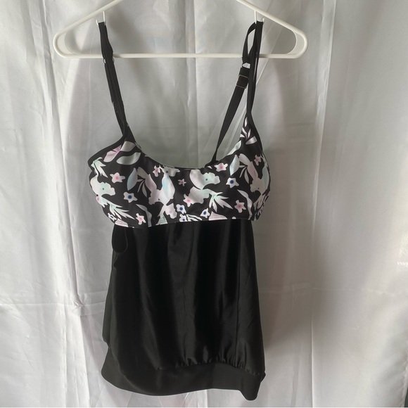 Tankini black green pink and white SZ L. NWOT UNBRANDED - Picture 10 of 12